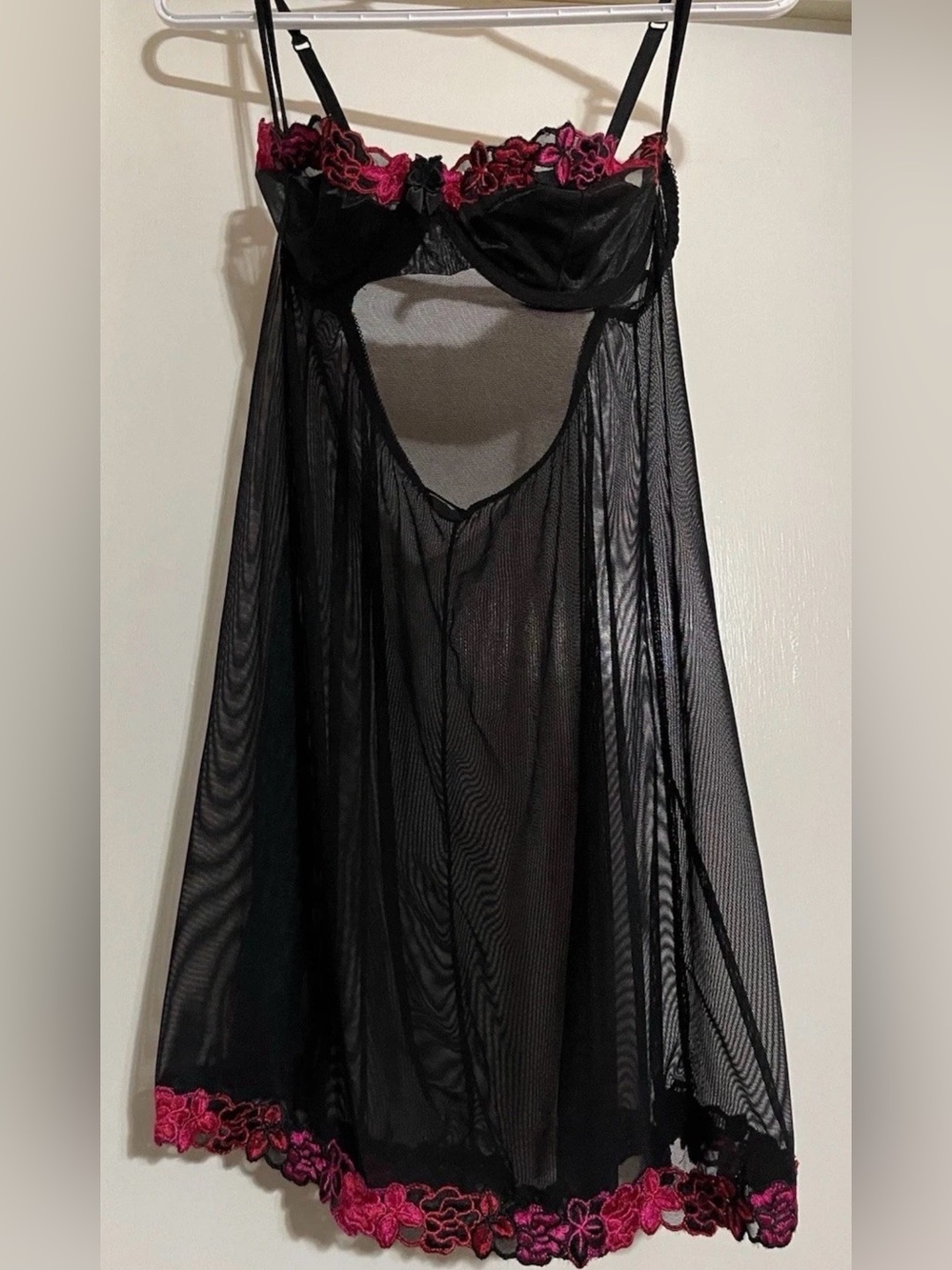 Vintage Fredericks of Hollywood Size Large Black Nightie Lingerie